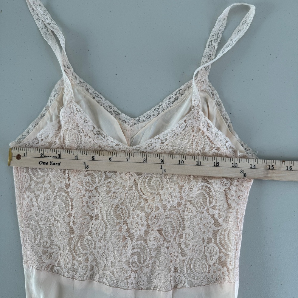 Y2K Lace Trim Slip Dress XS S Butter Yellow Coquette Balletcore Layering Dainty - Picture 10 of 12